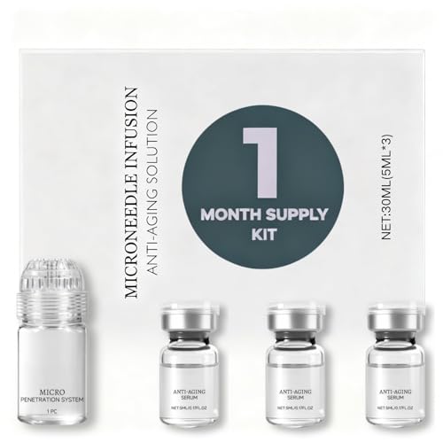 Micro Infusion System For Face Kit Micro Infusion Serum For Skin Care At Home Deep Hydration 0.5mm Stamp with Collagen Peptide & Hyaluronic Acid - Hydrating Scalp Treatment for Healthier (4PCS)