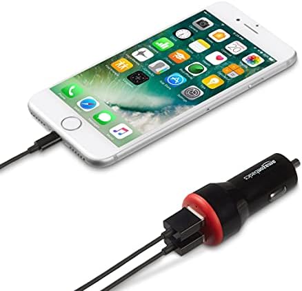 DELA DISCOUNT 41OY5s+YUwS._AC_ Amazon Basics Dual-Port USB Car Charger Adapter for Apple and Android Devices, 4.8 Amp, 24W, Black and Red  