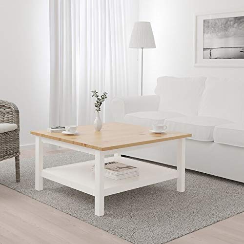 Table basse HEMNES 90x90 cm en bois blanc et marron | Rangoon - 2