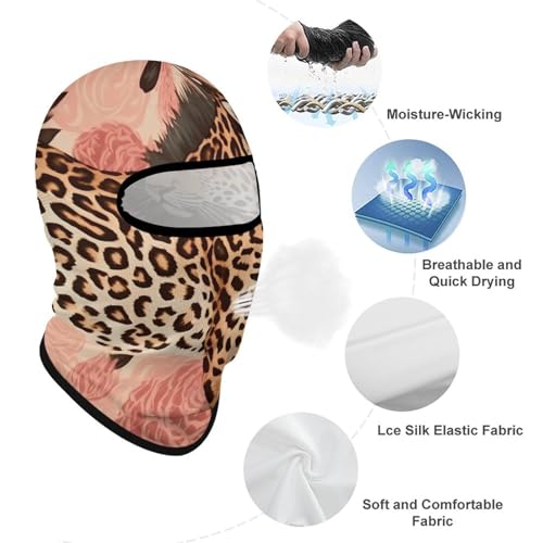 Balaclava de Leopardo con Estampado para Hombres y Mujeres, Máscara de Protección Solar Respirable de Cabeza Completa para Senderismo, Ciclismo, Correr, Conducción miniatura 3
