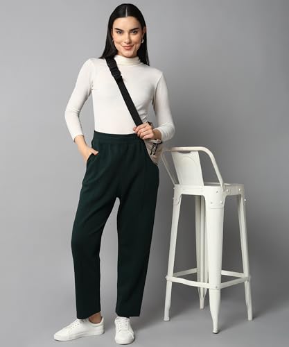 Image of Alan Jones Clothing Womens Mid Rise Stretch Straight Trousers | Straight Fit With Pin Tucks | Side Pockets | Concealed Drawstring Waist