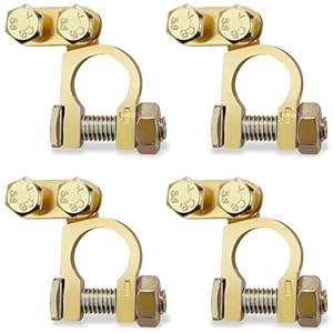 GZcaiyun 2 Paar Batterie Polklemmen, Kupfer Batterieklemmen Steckverbinder Positiv & Negativ 12V/24V, für Auto Boot Wohnmobil Caravan und Batterien