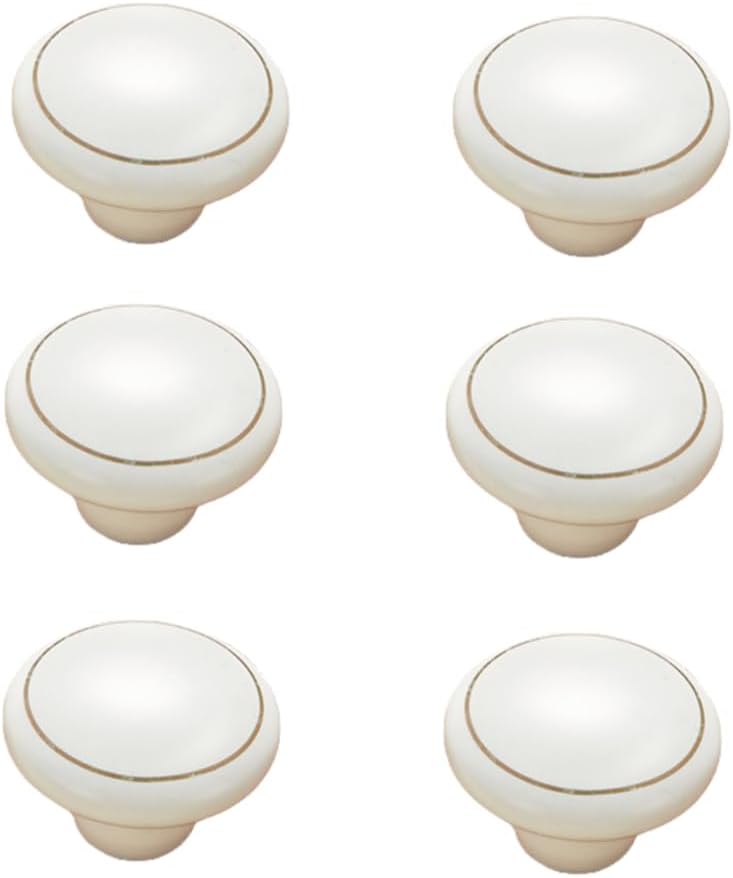 Cabinet Knobs Zinc Alloy 6-Pack Brass Ceramic Handles Gold Flower Blue Antique Single Hole Small Handle Drawer Handle Furniture Hardware 5082-Large Single Gold Ring