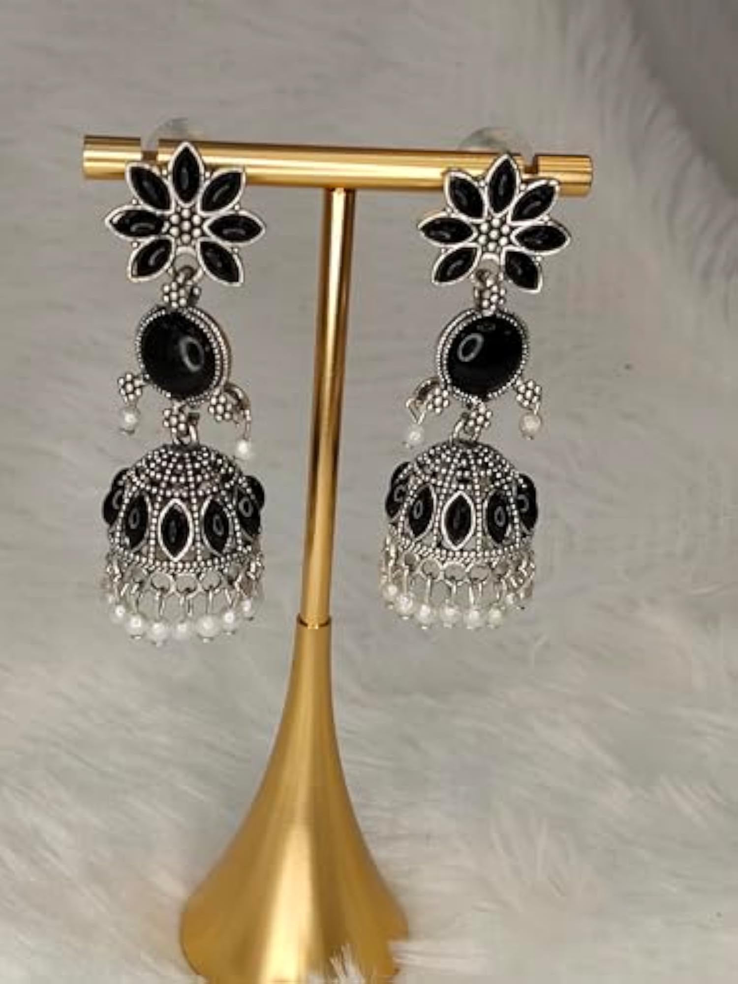 Women's Stylish Oxidised Silver Stud Earrings