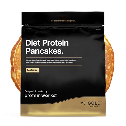 Protein Works | Diet Protein Pancakes - GOLD Innovation, Premium High Protein Pancake Mix, Low Calorie Breakfast, Low Fat, Low Sugar, Glucomannan, Supports Weight Loss, Natural, 12 Servings, 500g