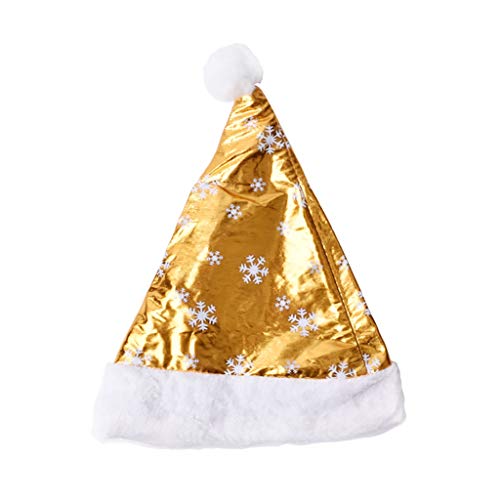 Preisvergleich Produktbild Weihnachtsmütze, Erwachsener Weihnachtsmütze, Gedruckt Fünfzackigen Stern Weihnachten Hut, Schneeflocke Weihnachtsmütze / weich Und Bequem / perfektes Aussehen / dauerhaft (Farbe : Golden snowflakes)