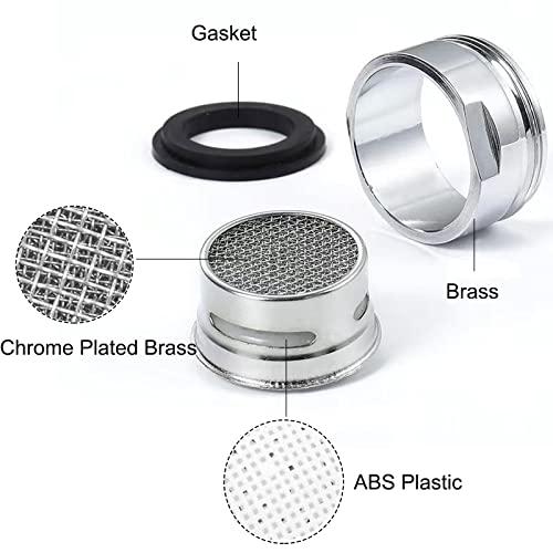 Maosgo Faucet Aerator, 6 Pack Faucet Filter With Brass Shell 15/16 Inch 24Mm Male Thread, 2.2 Gpm Sink Faucet Head Replacement With Gasket For Bathroom & Kitchen #TOP2