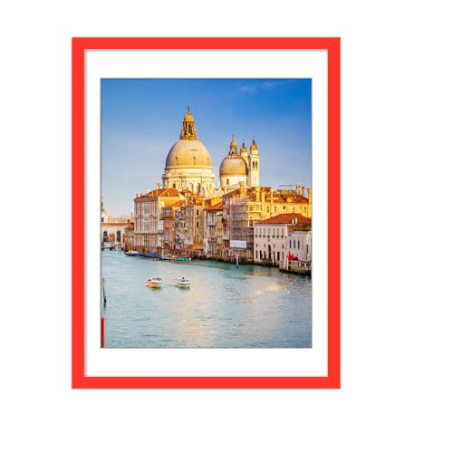 wyooxoo 18x24 Poster Frame Red Made of Solid Wood Picture Frames Display Pictures 16x20 with Mat or 18x24 Without Mat Colorful Frame For Horizontal Vertical Wall Mounting
