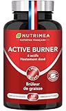 BRULEUR DE GRAISSE PUISSANT - Puissant Complexe de Plantes Amaigrissant dont Gingembre - Effet Minceur Efficace - ACTIVE BURNER - 60 Gélules Vegan - Nutrimea - Fabriqué en France