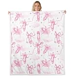 Feelyou Kids Pink Ballet Sherpa Blanket Dancing Ballerinas Fleece Throw Blanket Pink Bow Tie Plush Blanket for Bed Sofa Couch for Kids Boys Girls Lace Fuzzy Blanket Adult Bedroom Decor Throw 50'x60'