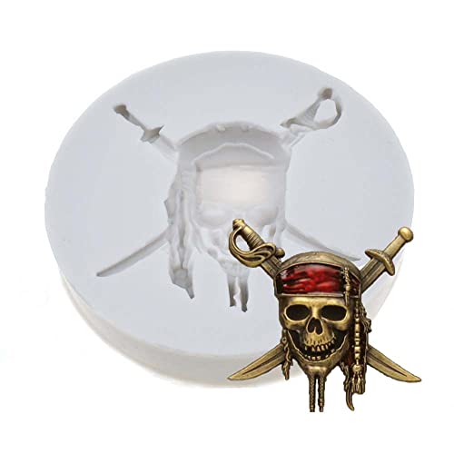 Moule en silicone pour décoration de gâteaux Motif tête de mort de pirate Captain Jack