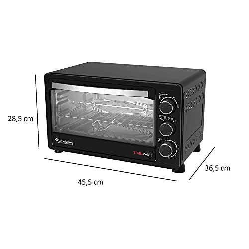 TurboTronic, minioven met draaispies, 23 l, 1500 W, zwart, rood, mini-oven met timer, pizzaoven, grill (black) - Afbeelding 4