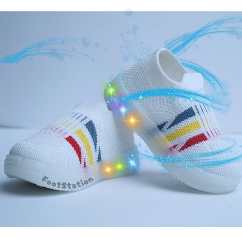 Image of Jugnu Toddler Boy's & Girl's LED Light-Up Shoes | Breathable Mesh First Walking Shoes with Soft Cushioned Insole & Stretchable Slipon Shoe for Infants & Kids (Age 18 Months to 5 Years)