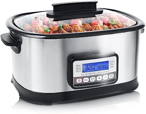 6.5 Quart Multi Cooker 11-in-1, Programmable Slow Cooker with Timer & Temperature Control for Families Meals, 1500W with Bake, Sauté, Roast and Sous Vide - Thumbnail 3