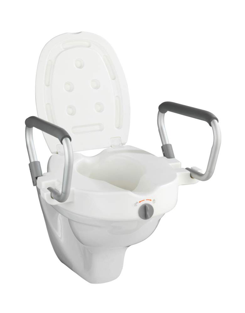 Wenko Alzador Secura con tapa y brazos Blanco-Aluminio 55 x 47.5 x 37.5 cm