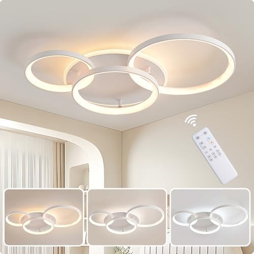 MOUNM LED Deckenleuchte Dimmbar 3000K - 6000K, Moderne Deckenlampe, Wohnzimmer Lampe Decke 45W 3800lm, für Schlafzimmer, Küchen Flure, Balkone, Badezimmer,Haustüren, Kinderzimmer, 60 * 40cm