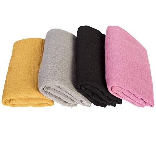 Chalier 4 PCS Hijab Scarfs for Women Soft Scarf Shawl Lightweight Long Wraps for All Season,Yellow Khaki/Light Grey/Pink/Black - Thumbnail 2