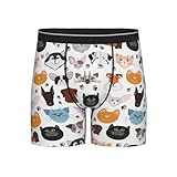 GUOLGP Calzoncillos tipo bóxer para hombre, diseño de caras de gato y perro, estilo bulldog, beagle, labrador, ropa interior elástica suave para uso diario, viajes, gimnasio, Negro, L