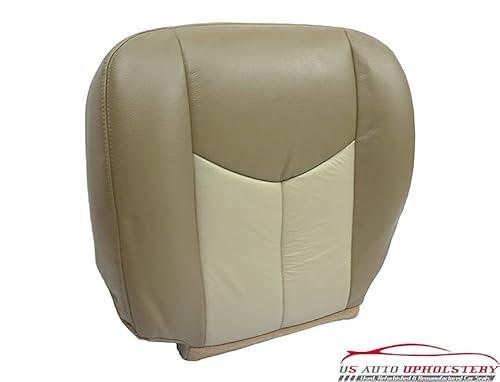 Us Auto Upholstery- Driver Bottom Vinyl Seat Cover 2-Tone Tan Compatible With Gmc Sierra Denali 2003 2004 2005 2006 #TOP3
