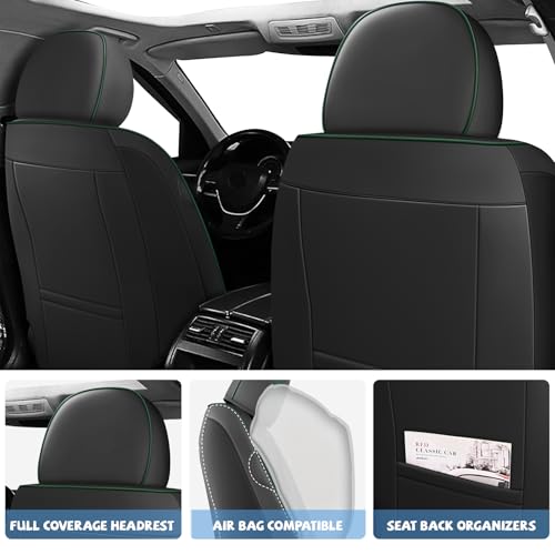 Image of ILMO Seat Covers for Chevy Silverado 1500 2007-2026 (Black&Green,Full Set)