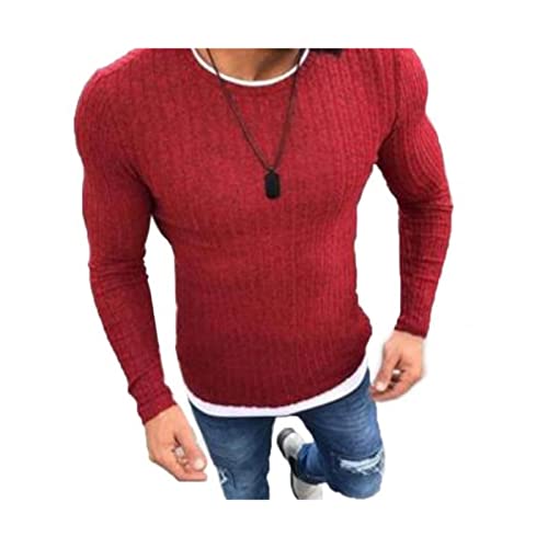 XMAIYIF (Wool) Sweater Men Winter Solid Color O Neck Long Sleeve Knitted Pullover Slim Thin Sweater Soft Sweater Sweater(C,L)