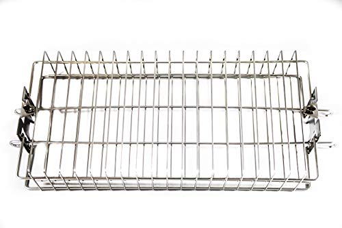 OneGrill Stainless Steel Universal Grill Rotisserie Spit Rod Flat Basket (Fits 5/16 Inch Square, 3/8 Inch Square, & 1/2 Inch Hexagon Spit Rods) - Thumbnail 3