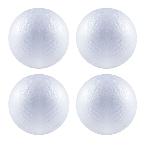 Bebester Bolas de espuma para manualidades, 4 unidades, bolas de espuma blanca, bolas de poliestireno para decoración de manualidades, proyectos escolares, decoración de bodas, decoración de fiestas
