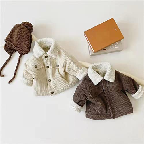 Toddler Boys Girls Winter Long Sleeve Corduroy Lamb Warm Jacket Coat Outwear Begie Brown Kids Girl Clothes4