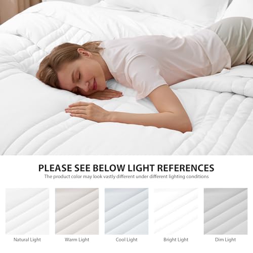 Velorose Twin Comforter Set White - Bed in a Bag Twin Size 5 Pieces, Soft Bedding Set for All Seasons, Premium College Dorm Comforter Set with Comforter, 1 Sheet, 1 Pillowcase & 1 Sham by Velorose - Used condition - Image 7