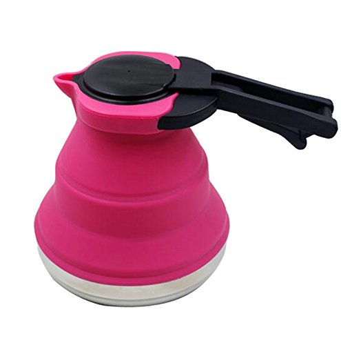 Gaorui 1.2L Portable Foldable Silicone Kettle Boiled Water Teakettle Outdoor Hiking Camping Pink