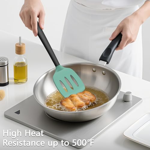Image of Coukre 3 Pack Silicone Spatula Set, Heat Resistant to 500F, BPA-Free
