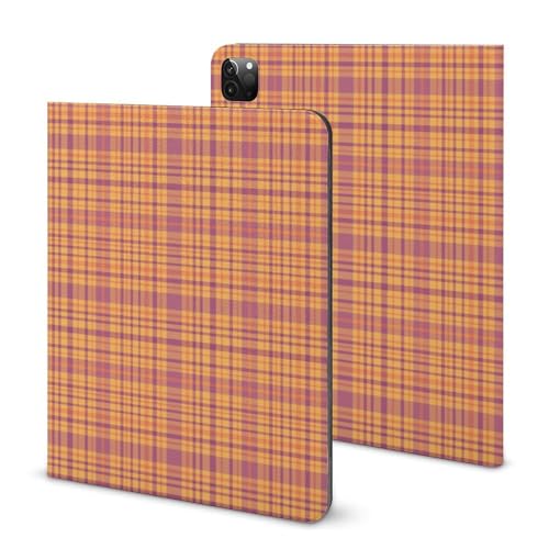Protection iPad Pro 11 2022 2020 motif écossais jaune avec support tablette