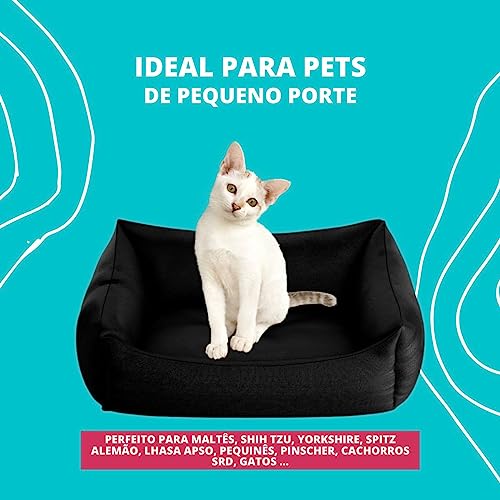Cama De Gato Pet Pequeno Preta Com Conjunto Completo Cor:Aqui Tem Amor;Tamanho:M