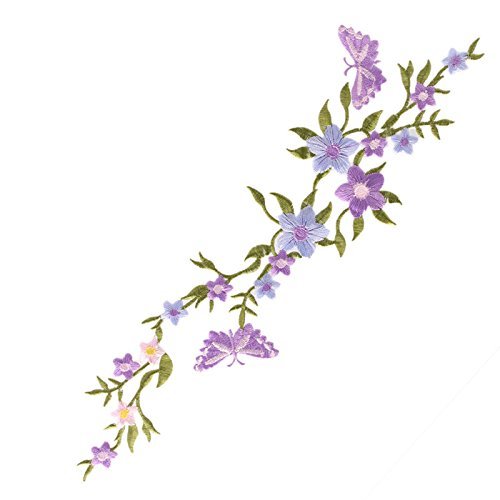 Zadaro Butterfly Flowers floral bouquet boho Iron-On Embroidered Patches Applique Motif Garment Sewing Craft Decor (4#)