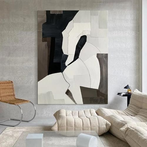 Art abstrait noir et blanc encadré pour habiller un mur vide