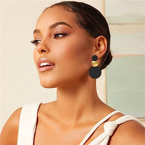 Retro 80s Neon Earrings Round Disc Dangle Drop Earrings for Women Lightweight Bohemia Statement Geometric Round Earring Fashion Accessories 80s Jewelry Costume Party3