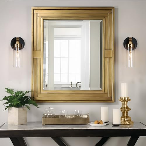 Image of KSANA Wall Sconces, Black and Gold Wall Lights for Bedroom, Modern Glass Bathroom Wall Lamps for Living Room, Hallway