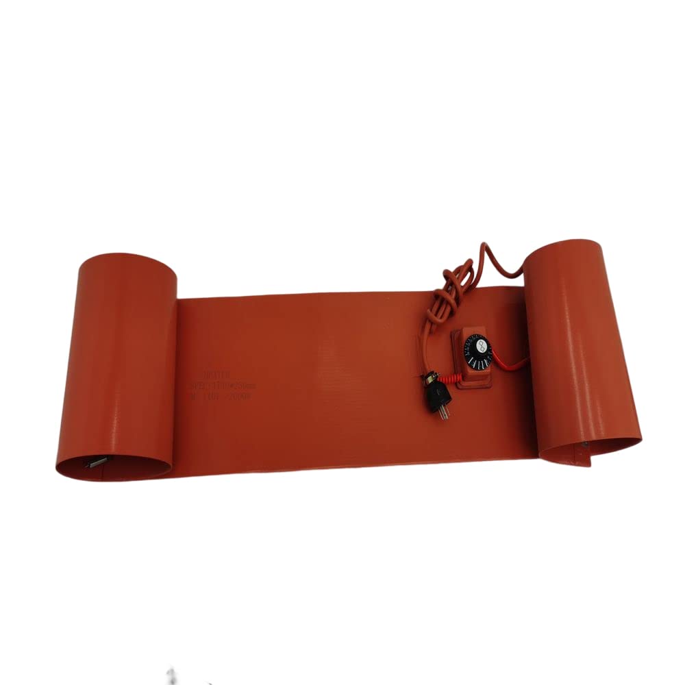 INTSUPERMAI Metal Drum Heater Silicone Oil Drum Heater Rubber Heater Silicone Heating Blanket Temperature Control for Preventing Solidification 1.8mm/0.07in Thickness 110V