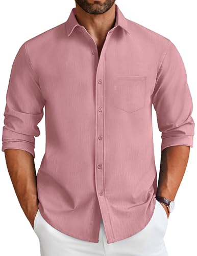 Chemise décontractée pour homme unie COOFANDY look chic du bureau au dîner