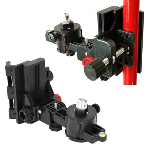 Adaptateur de Niveau de Support de Réglage Fin, Support Réglable à 360°, Base Pivotante en Forme de L avec Clip Mural au Plafond, Adaptateur de Poteau Télescopique pour