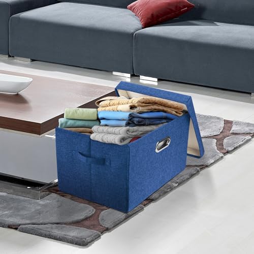 TYEERS Collapsible Storage Bins With Lids, Large Fabric Storage Boxes - 2 Pack - Classic Blue by TYEERS - Used condition - Image 5