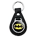 Black Leather Batman Classic Bat Shield Logo Keychain