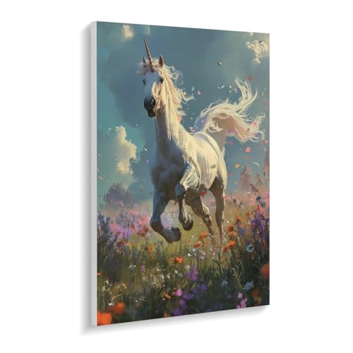 数字油絵 ラッセン 太陽の下を走るユニコーン デジタル油絵 数字キットによる絵画 DIY絵 手塗り 夢のような光景 動物イラストアート 数字キット塗り絵 壁飾り ホーム オフィス装飾 数字塗り絵 手工芸 初心者 大人 子供 贈り物 30×40cm