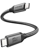 Silkland Câble USB4 Compatible avec Câble Thunderbolt 4 30cm, 40Gbps Transfert Données, 8K@60Hz 4K@144Hz HDR Vidéo, PD3.1 240W 5A Charge Rapide pour MacBook, PSSD, iPad, iPhone 16/15 Pro, Docks