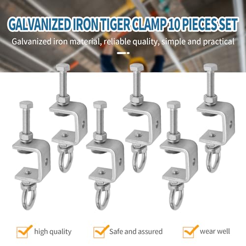 Image of Saihisday 1 inch 25mm C-Clamps, 6PCS Stainless Steel Beam Clamp with M8 Stainless Steel Screw Ring, I-Beam Design U-clamps Universal Desk Clamp for Metal Mounting Welding Building Household