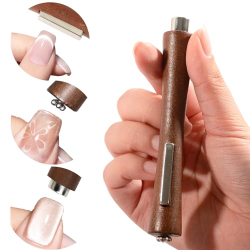 Image of 3 in 1 Cat Eye Nail Magnet for Nails Double-Head Slim Waist Gel Nail Polish Magnet Wand Strong Magnetic Magic Cat Eye Nail Tools For Nail Art Decoration Nails Salon Brown