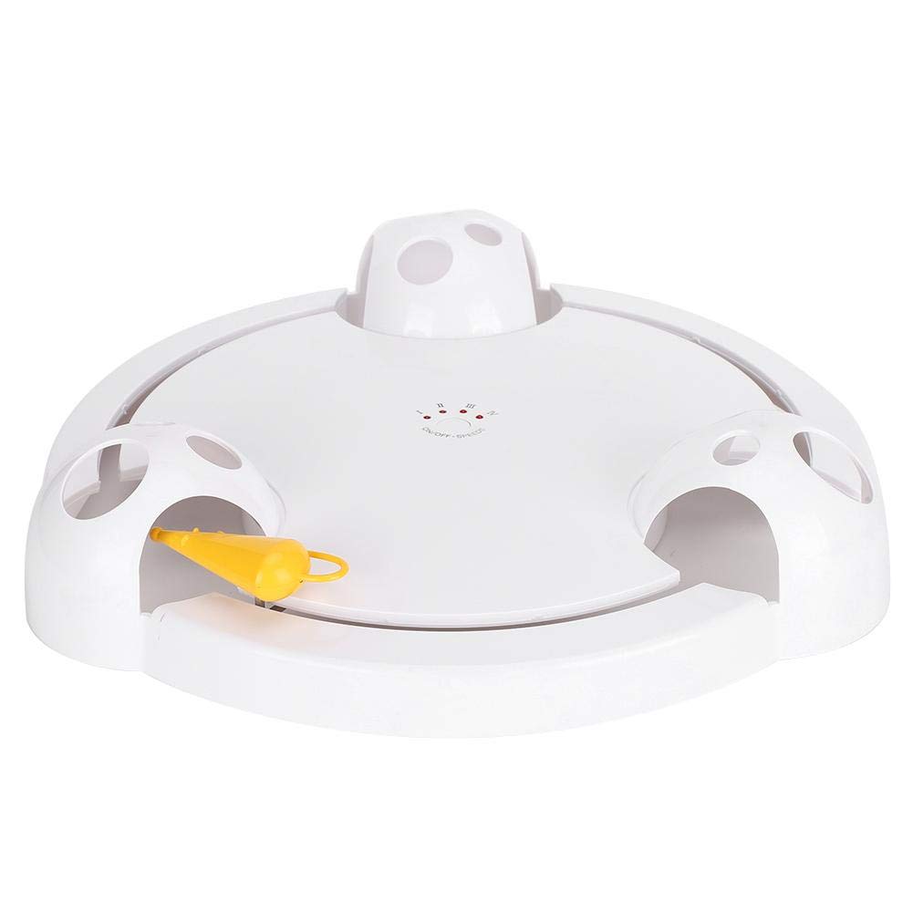 HEEPDD Turntable Electric Cat Toy, Automatisches Smart Teasing Cat Game Turntable Chasing Mouse Toy (Keine Batterie)(Weiß)