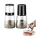 Resszo Macina Pepe, Set Macina Sale e Pepe 2 pezzi Set di Macina Spezie Design Manuale Vetro in Ceramica, Trasparente Corpo in Vetro Macinapepe, Macinasale Acciaio Inossidabile Macina Sale e Pepe