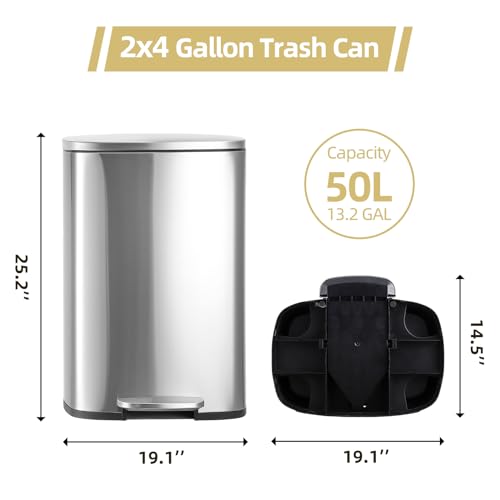 Caneca de basura para cocina IDEALHOUSE 50L acero inoxidable miniatura 3