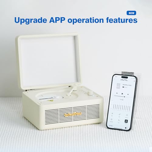 Image of CD Player with Bluetooth Speaker, High-Fidelity Sound, App-Controlled, Magnetic Display for Photos & Pins, Retro Desktop Music Player, Gift for Music Lovers (White)